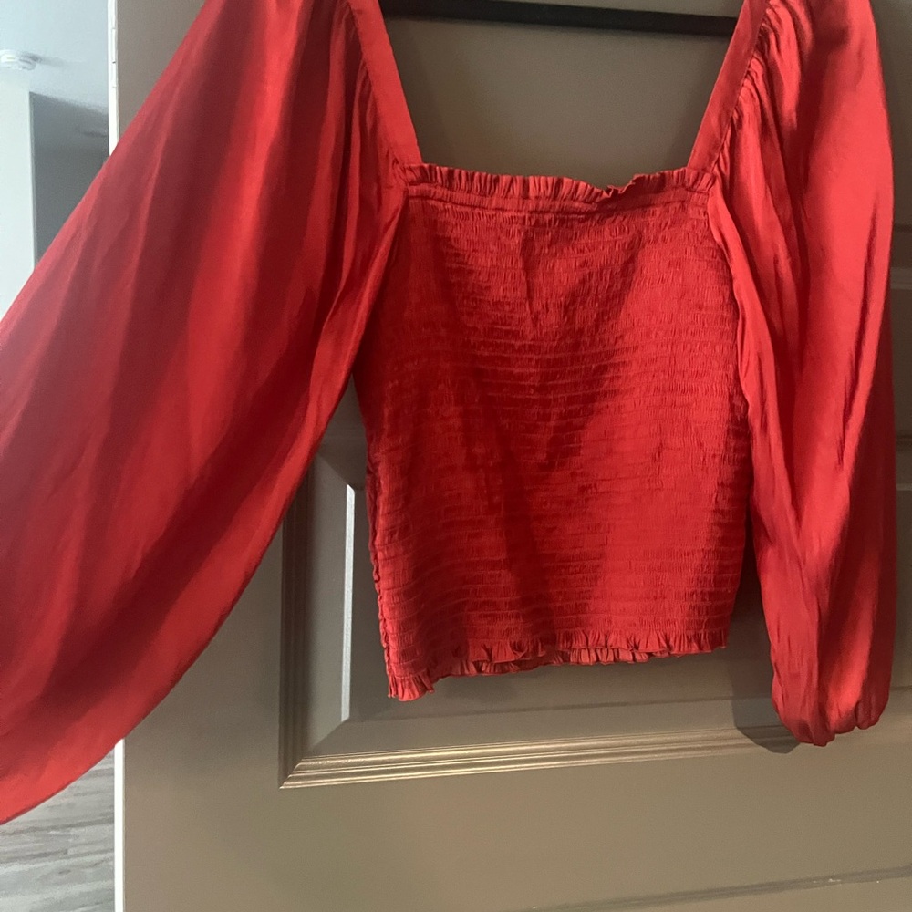 J. Crew Red/Rust Silky Women's Top